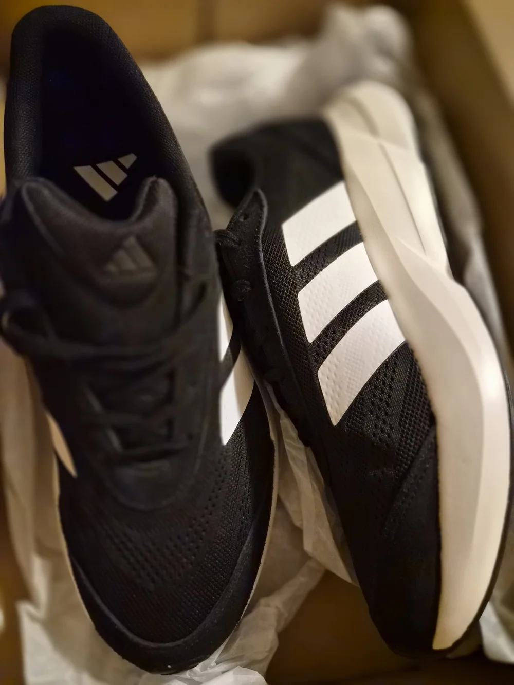adidas Black and White Lightweight Running Sneakers